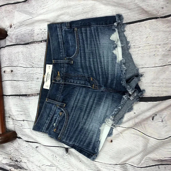 abercrombie & fitch jean shorts size 2 26 casual boho denim western - Picture 1 of 3